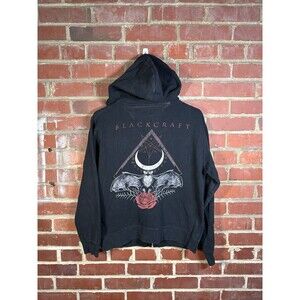 BlackCraft Cult Black Zip Up Hoodie Bat Rose Logo Hooded Womens Size Medium